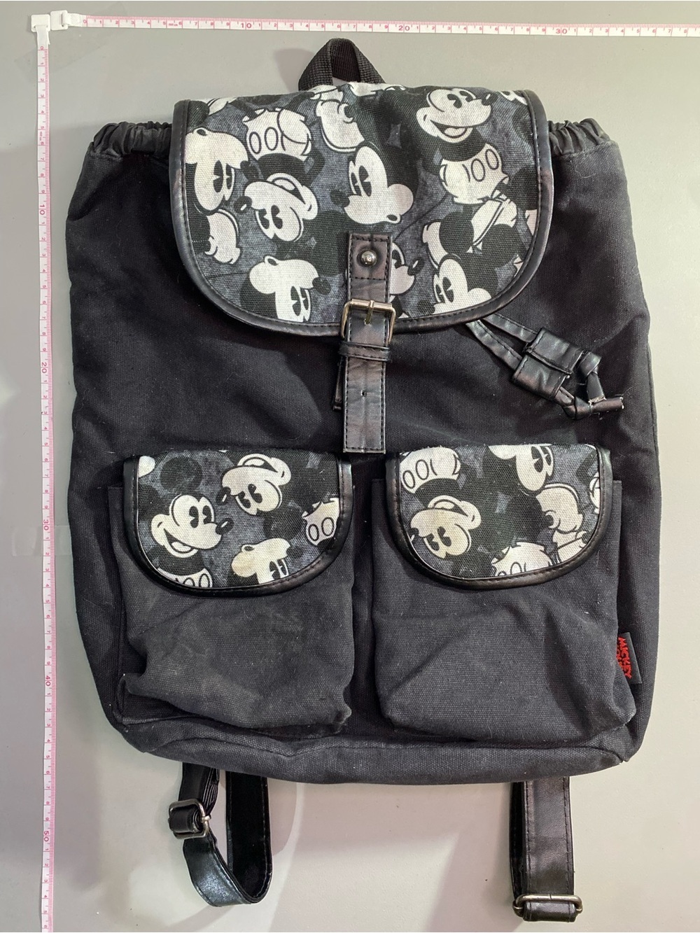 Disney Mickey Mouse Black Cartoon Backpack with Buckle Rare